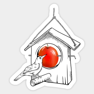 Apple Bird Feeder Sticker